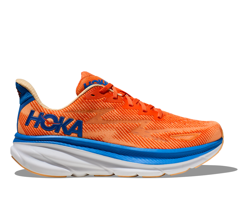 Hoka Mens Clifton 9 Wide - Vibrant Orange/Impala (1132210-VOIM)