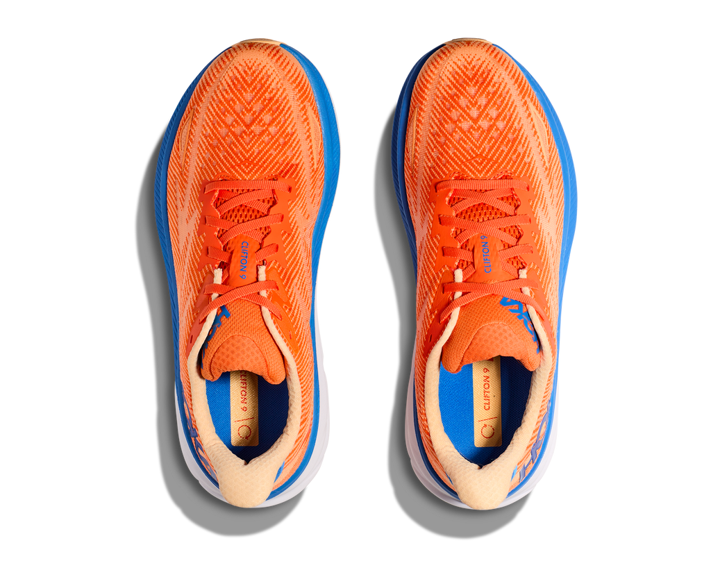 Hoka Mens Clifton 9 Wide - Vibrant Orange/Impala (1132210-VOIM)