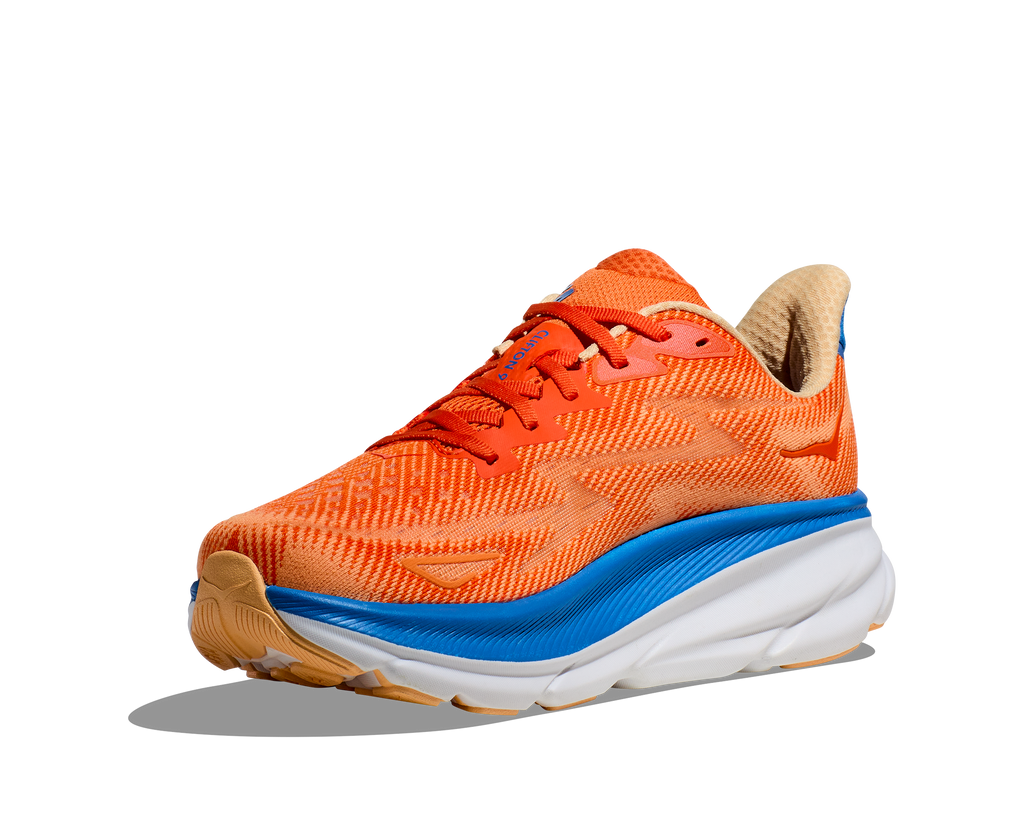 Hoka Mens Clifton 9 Wide - Vibrant Orange/Impala (1132210-VOIM)