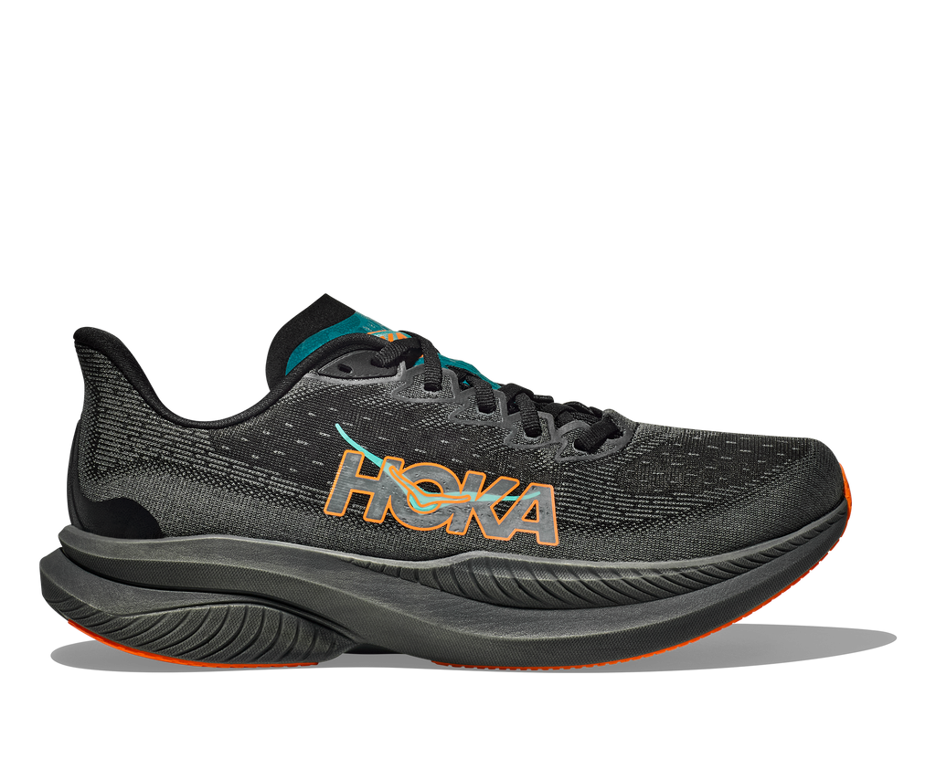 HOKA Men's Mach 6 - BLACK / ELECTRIC TANGERINE