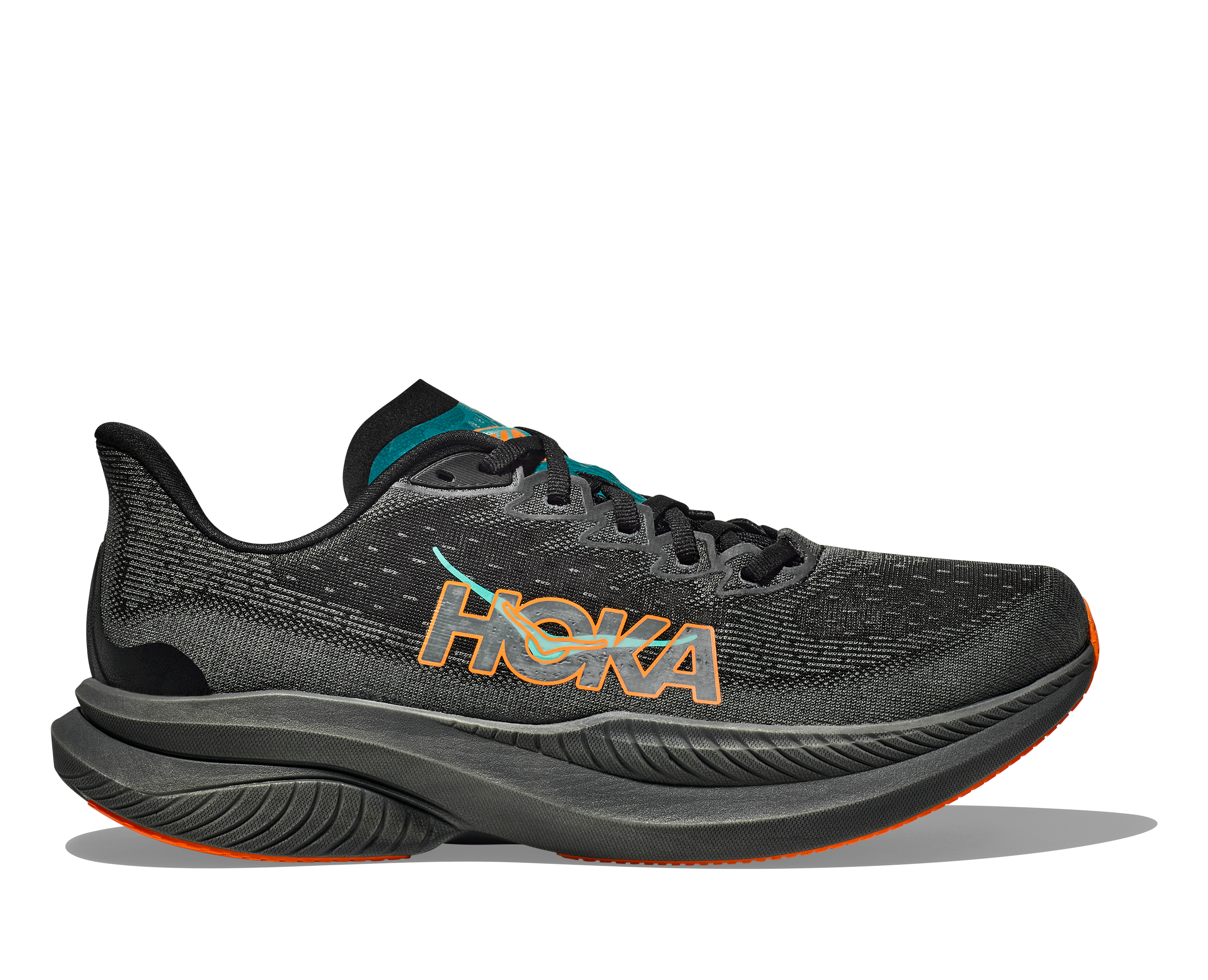 HOKA Men's Mach 6 - BLACK / ELECTRIC TANGERINE
