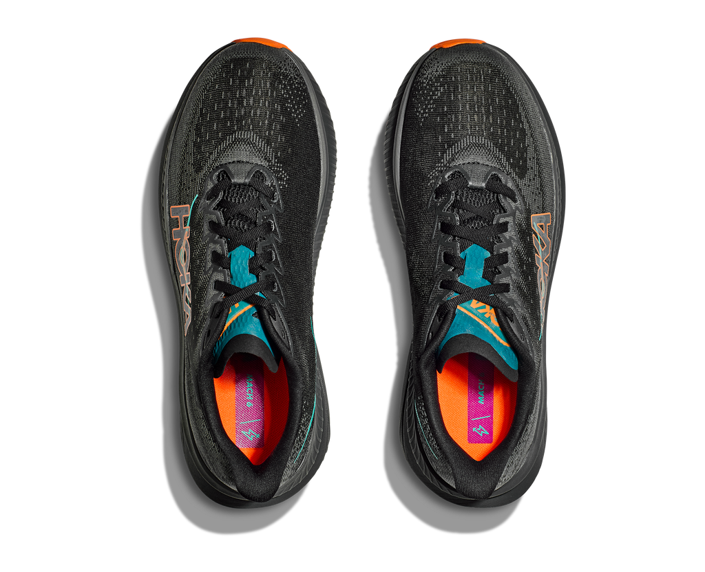 HOKA Men's Mach 6 - BLACK / ELECTRIC TANGERINE