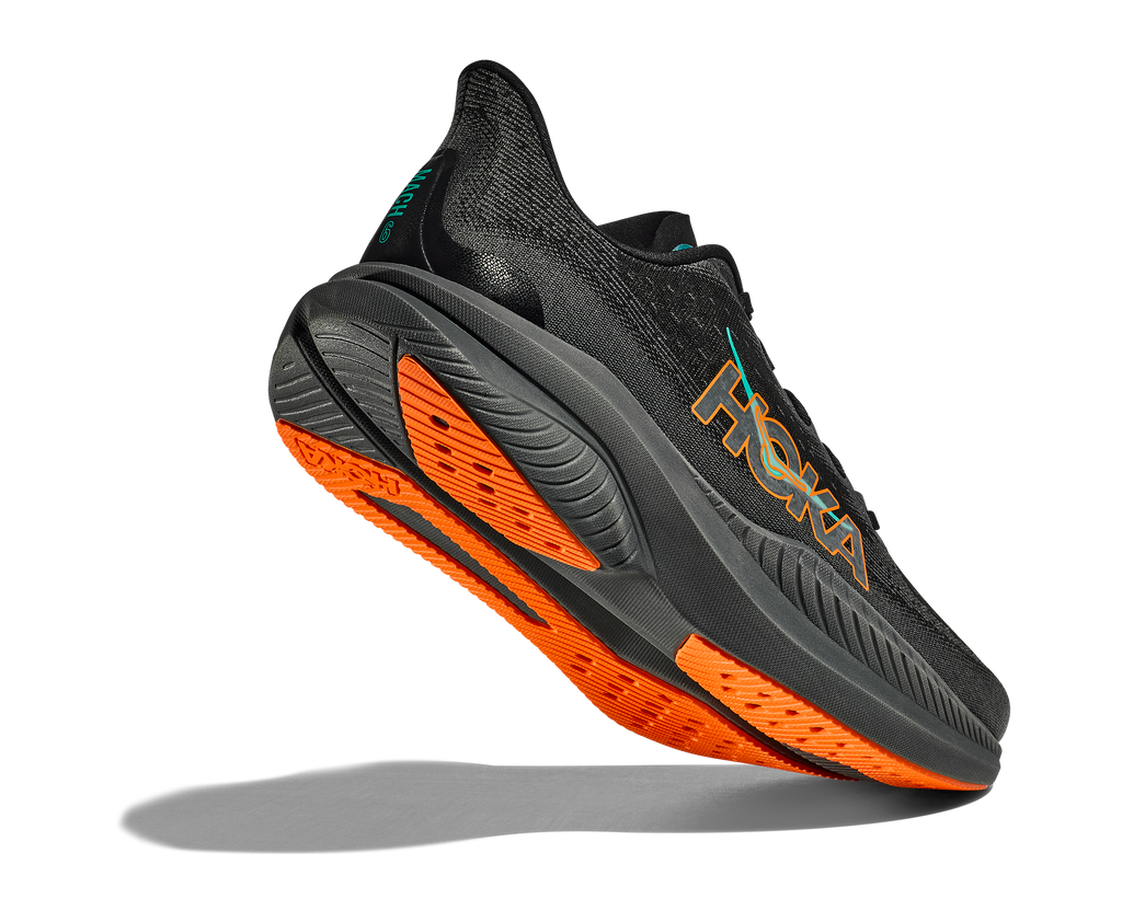HOKA Men's Mach 6 - BLACK / ELECTRIC TANGERINE