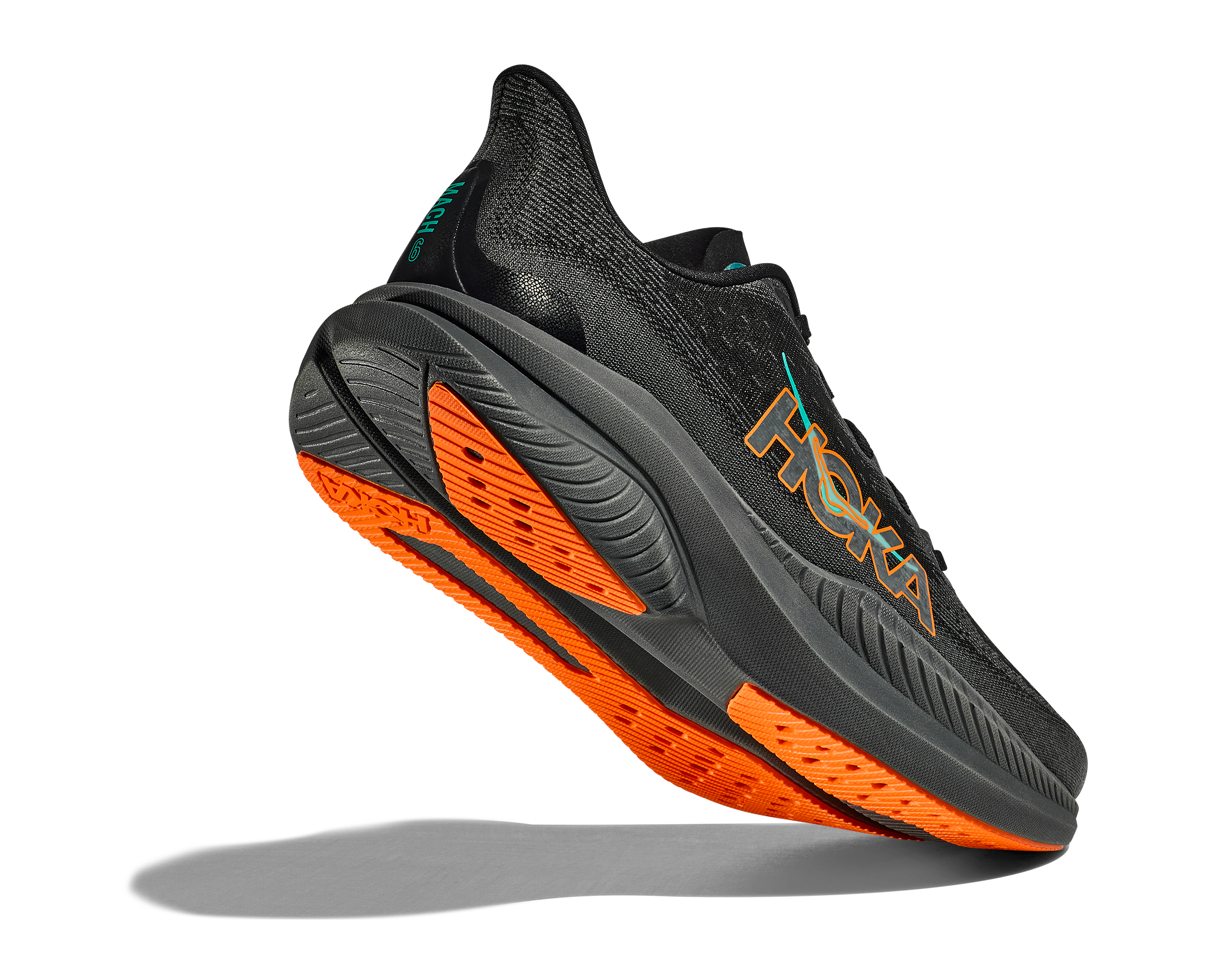 HOKA Men's Mach 6 - BLACK / ELECTRIC TANGERINE