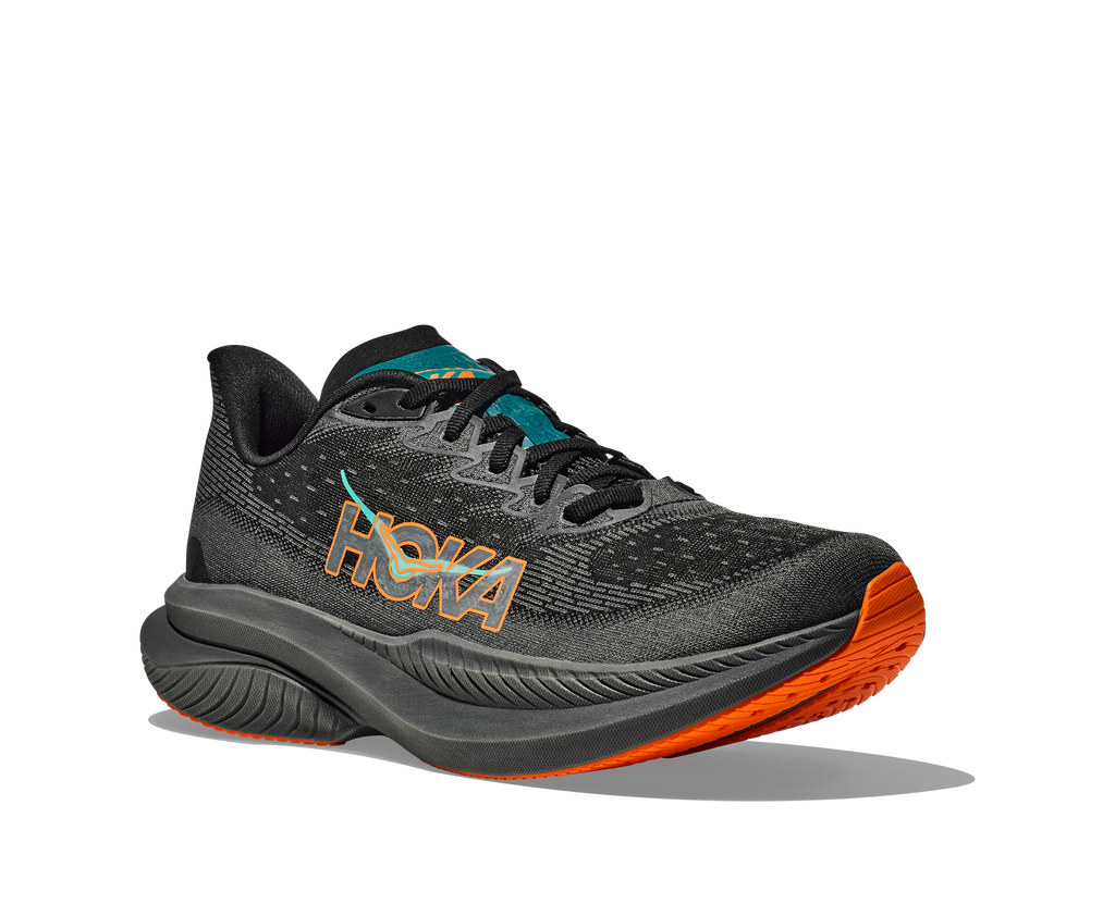 HOKA Men's Mach 6 - BLACK / ELECTRIC TANGERINE