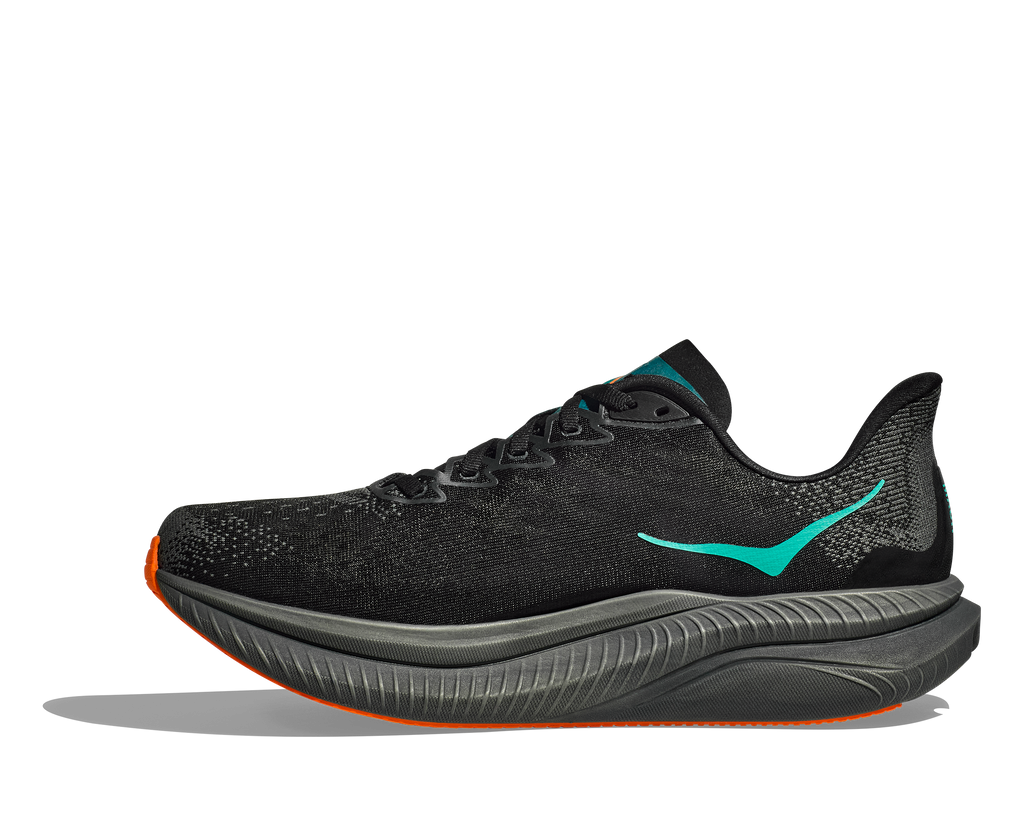 HOKA Men's Mach 6 - BLACK / ELECTRIC TANGERINE