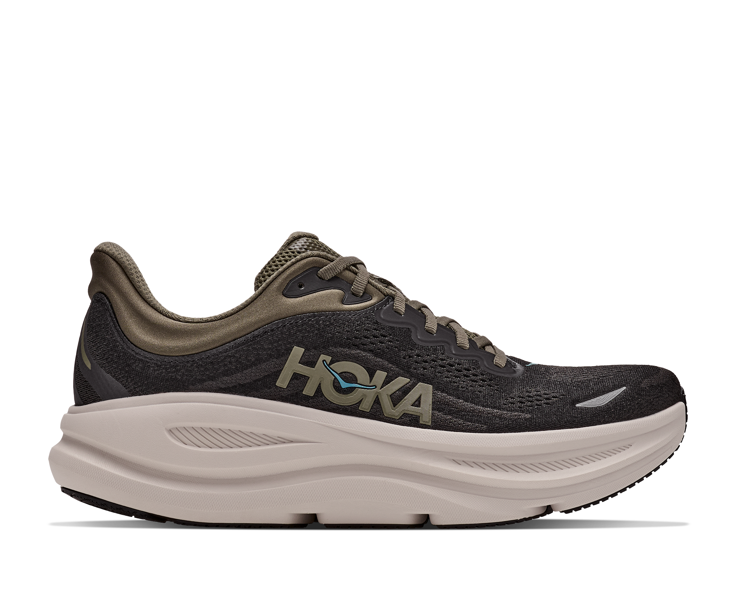 HOKA Men's Bondi 9 - BLACK / RIVER ROCK GREY (Wide)