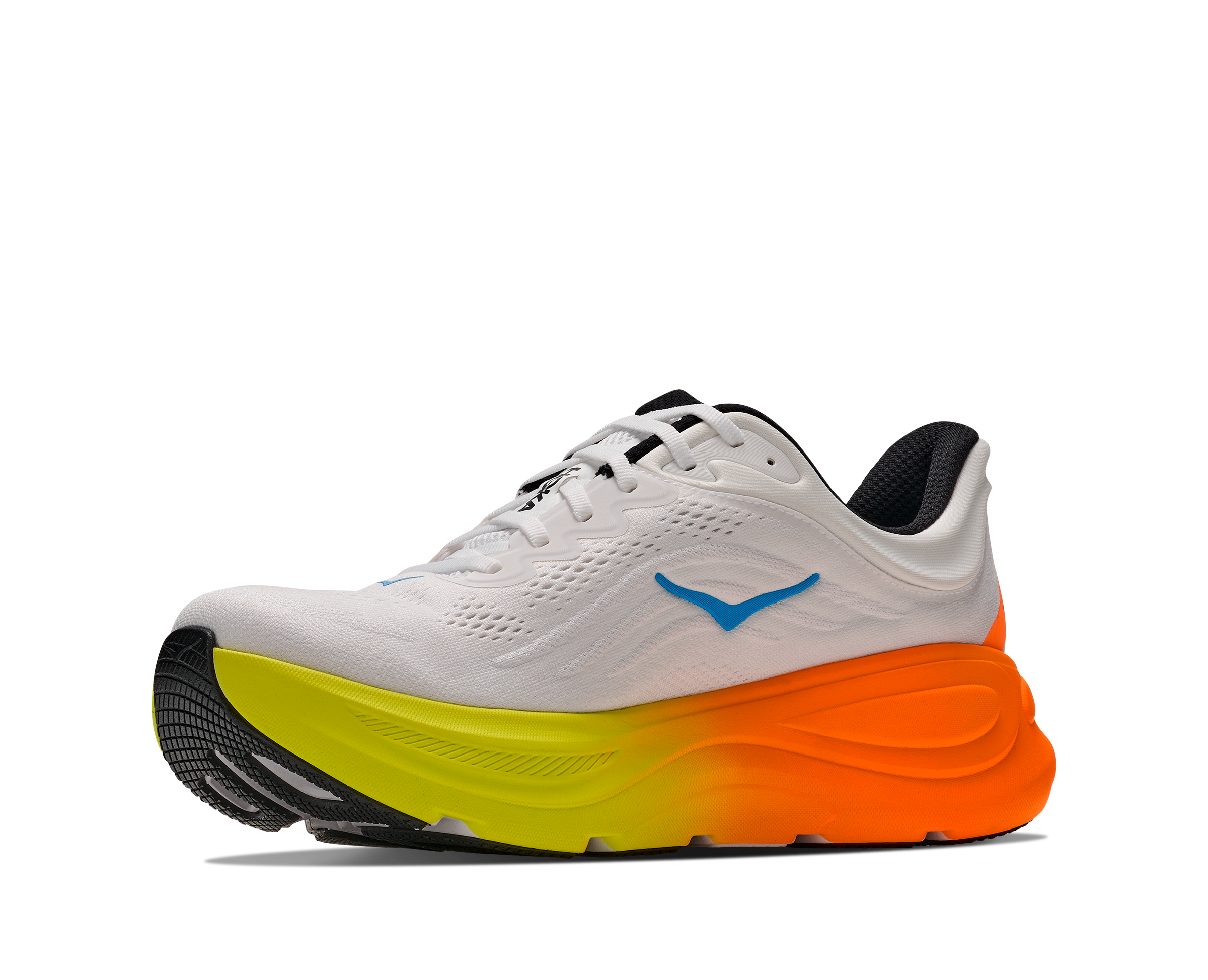 HOKA Men's Bondi 9 - WHITE / NEON TANGERINE