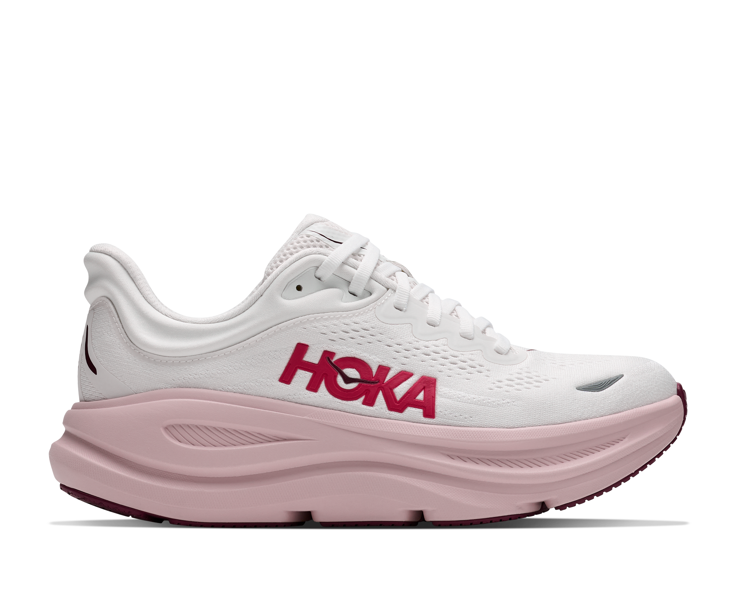 HOKA Women's Bondi 9 - WHITE / PINK OPAL (Extra Wide)