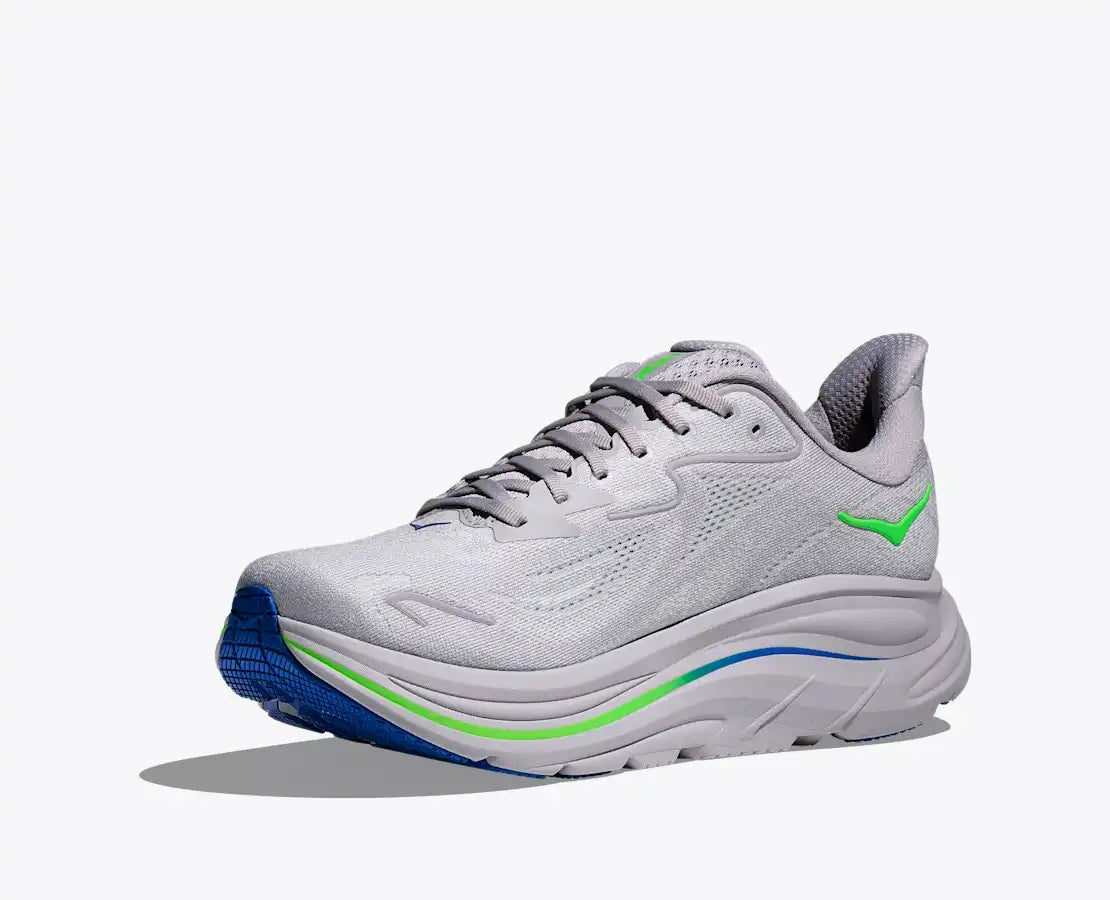 HOKA Men's Clifton 10 - ASH GREY / NEON GREEN