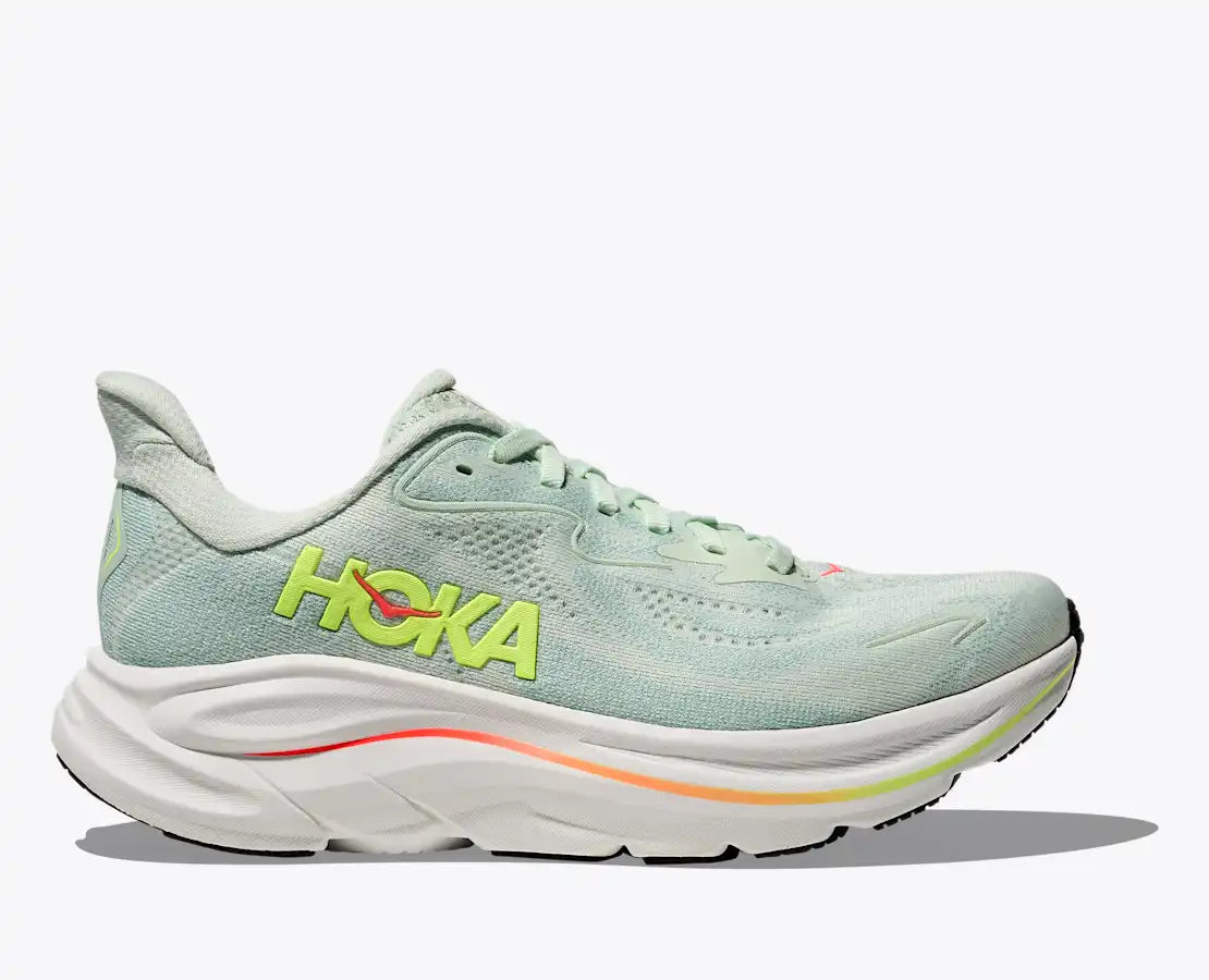 HOKA Women's Clifton 10 - SEA GLASS / NEON FLAME (Wide)