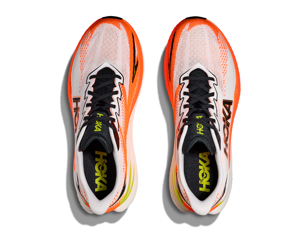 HOKA Men's Mach X 3 - WHITE / NEON TANGERINE