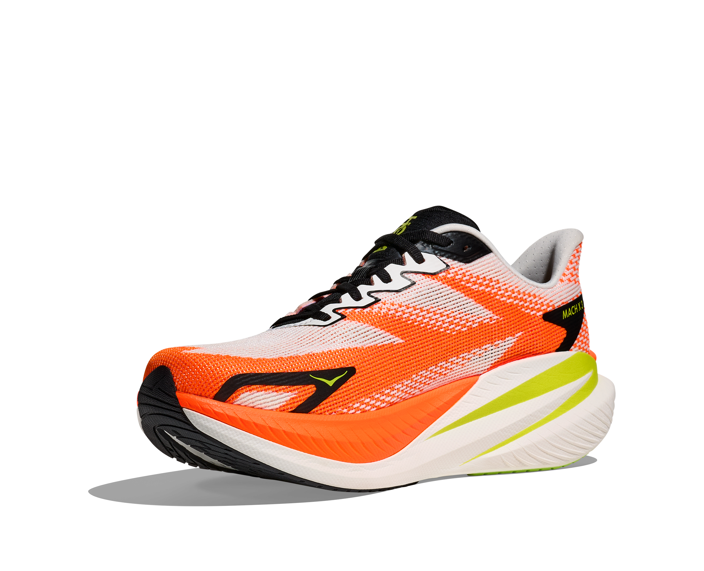HOKA Men's Mach X 3 - WHITE / NEON TANGERINE