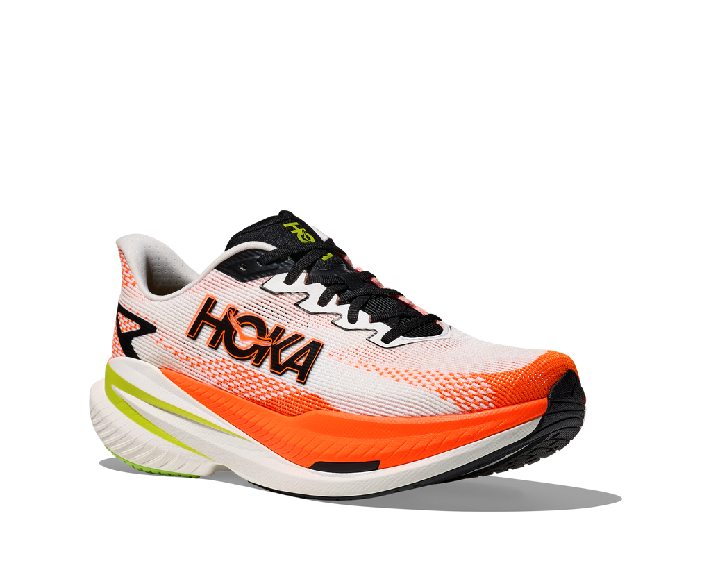 HOKA Men's Mach X 3 - WHITE / NEON TANGERINE