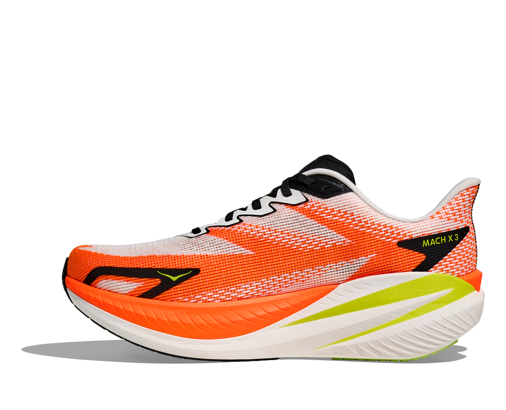 HOKA Men's Mach X 3 - WHITE / NEON TANGERINE