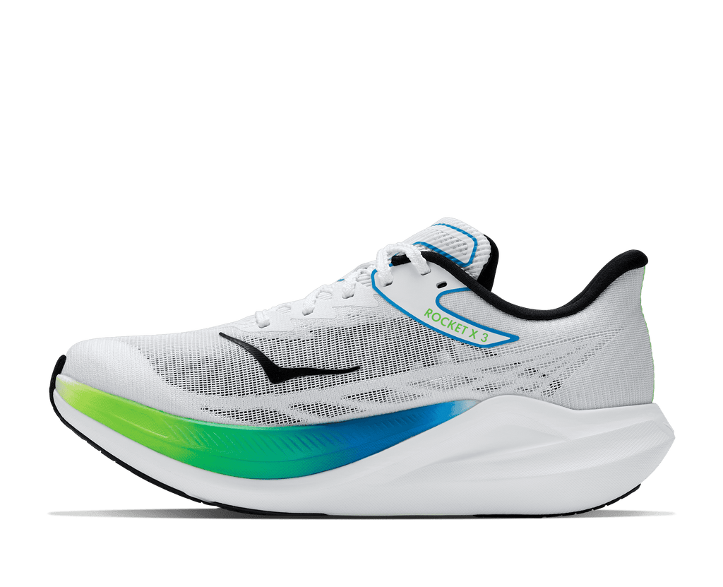 HOKA Unisex Rocket X 3 - FROST / ELECTRIC LIME