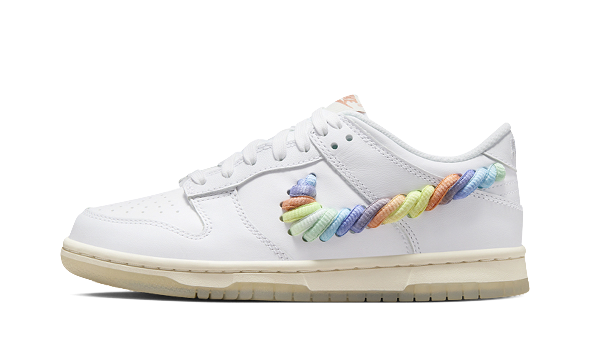 Dunk Low SE GS "Rainbow Lace Swoosh White" FN4861 100